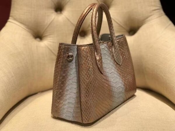 Small Python Leather Tote Shoulder Cross Body Bags For Women Gold - Image 3