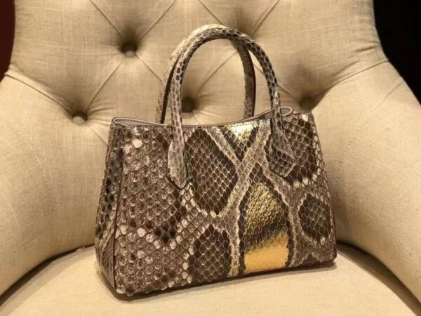 Small Python Leather Tote Shoulder Cross Body Bags For Women Grey - Image 2