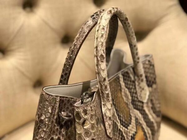 Small Python Leather Tote Shoulder Cross Body Bags For Women Grey - Image 4