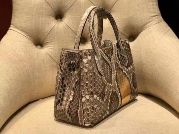 Small Python Leather Tote Shoulder Cross Body Bags For Women Grey - Image 3