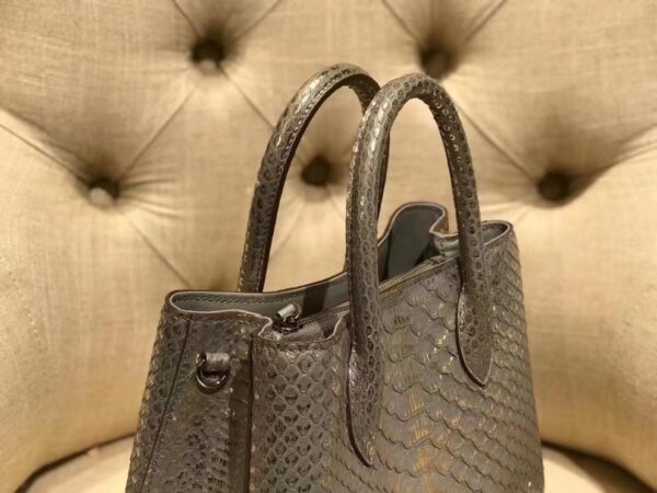 Small Python Leather Tote Shoulder Cross Body Bags For Women Silver - Image 6