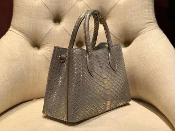 Small Python Leather Tote Shoulder Cross Body Bags For Women Silver - Image 3