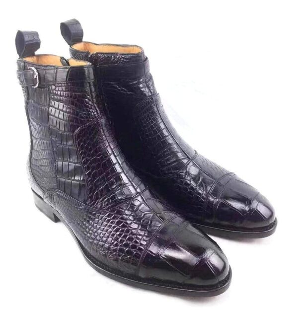 Vintage Crocodile Belly Leather Short Booties Ankle Boots Winter Men's Martin Boots Shoes - Image 6