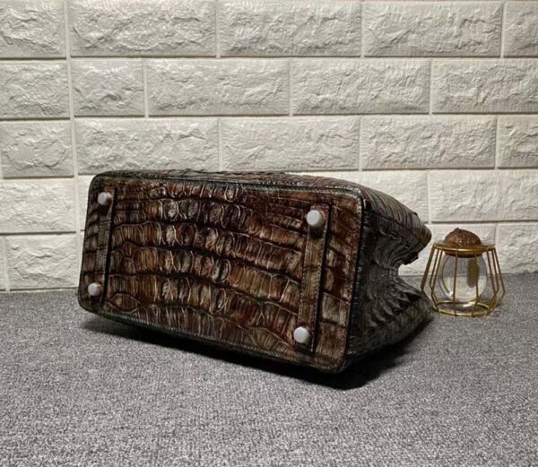 Vintage Crocodile Skin Leather Top Handle Tote Bags - Image 4