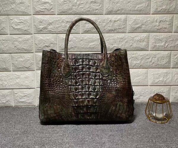 Vintage Crocodile Skin Leather Top Handle Tote Bags - Image 2