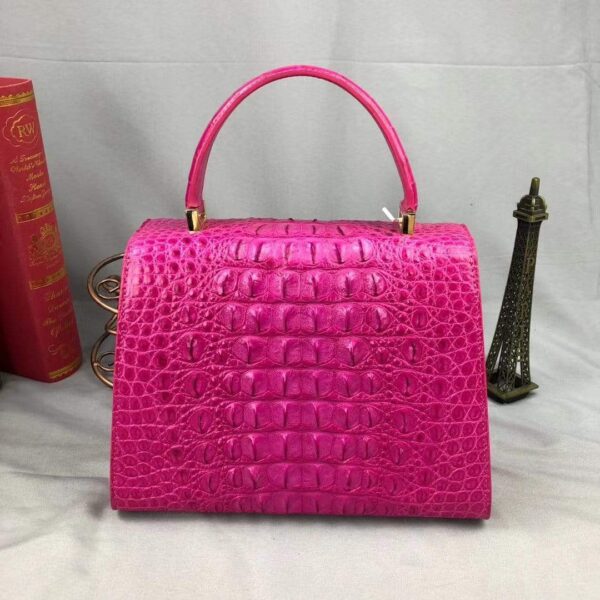 Women Crocodile Leather Top Handle Bags Peach - Image 2