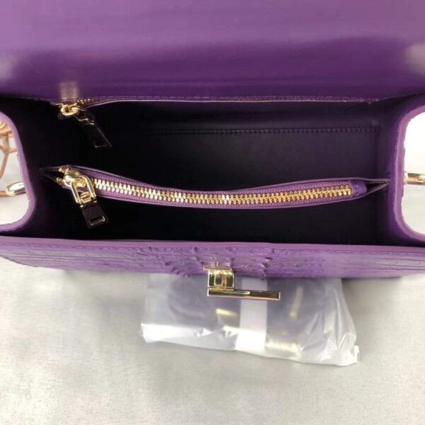 Women Crocodile Leather Top Handle Bags Purple - Image 6