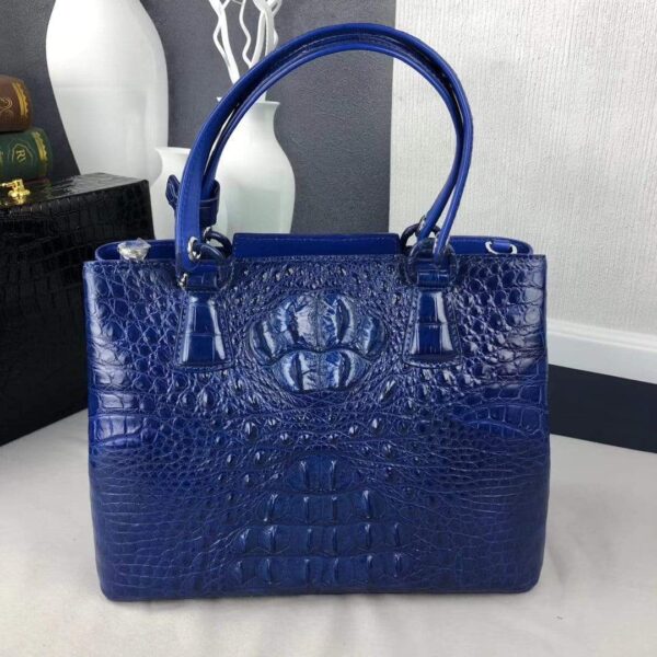 Women Crocodile Leather Top Handle Shoulder Tote Bag - Image 2