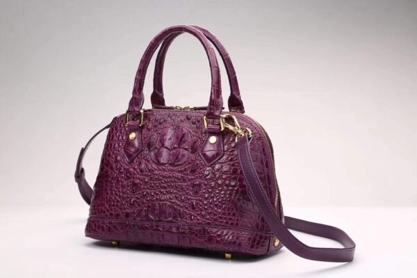 Women Genuine Crocodile Double Handle Tote Bag Small Size - Image 9