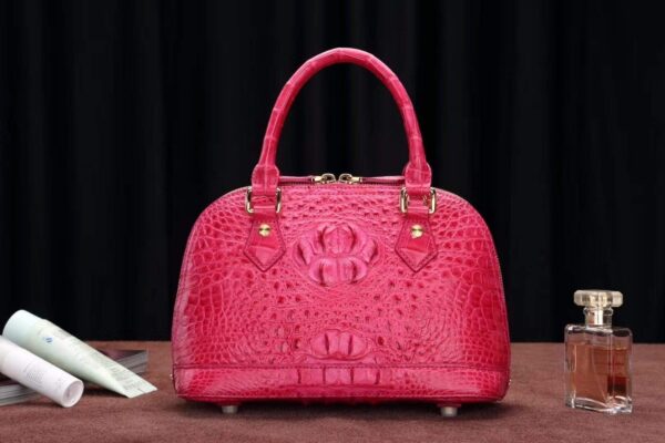 Women Genuine Crocodile Double Handle Tote Bag Small Size - Image 11