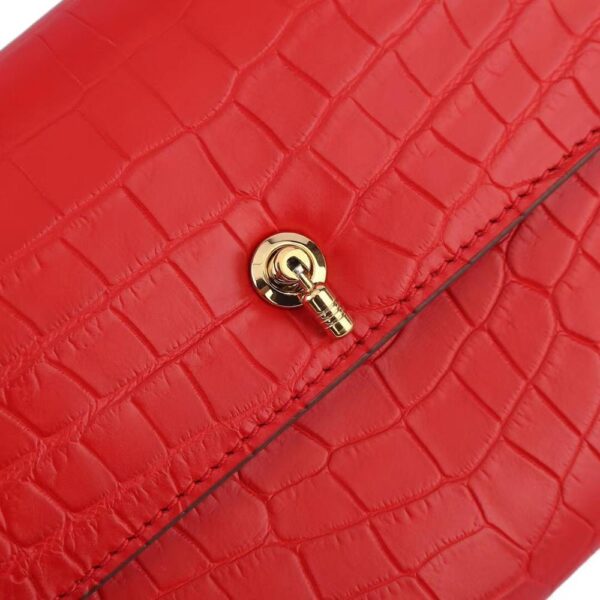 Women's Crocodile Leather  Pouches Chain Pouchette Clutch Bags Red - Image 8