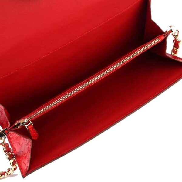 Women's Crocodile Leather  Pouches Chain Pouchette Clutch Bags Red - Image 9