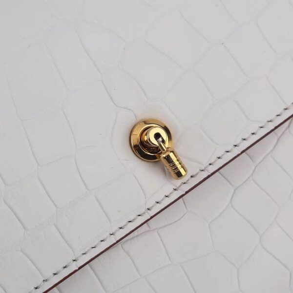 Women's Crocodile Leather  Pouches Chain Pouchette Clutch Bags White - Image 9