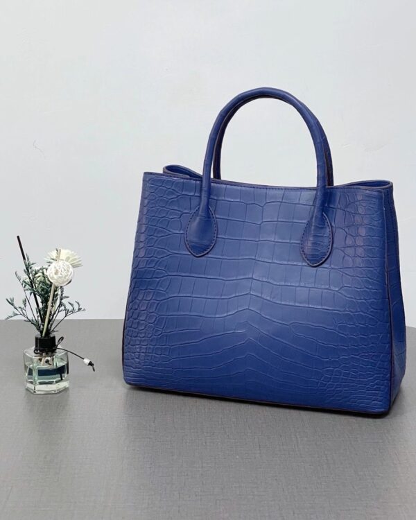 Women's Genuine Crocodile Leather Top Handle Shoulder Tote Purse Messenger Bags Blue - Image 3