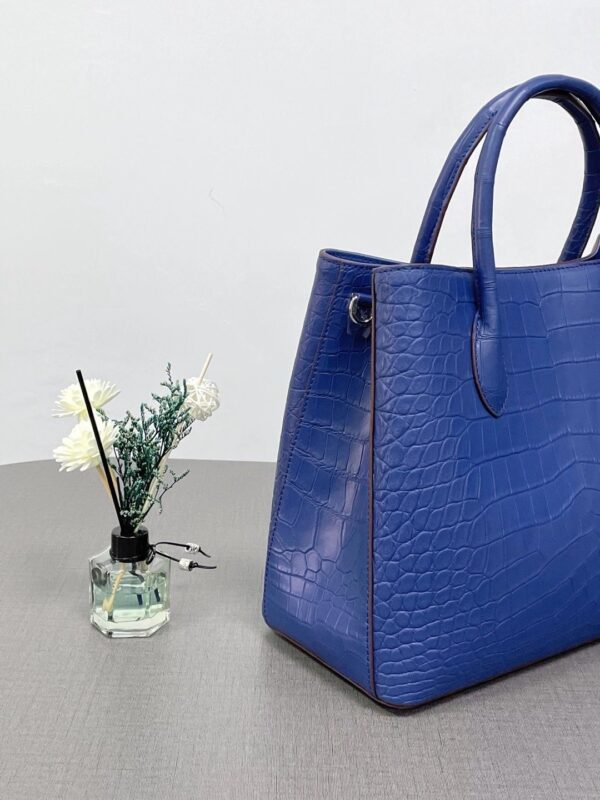 Women's Genuine Crocodile Leather Top Handle Shoulder Tote Purse Messenger Bags Blue - Image 2