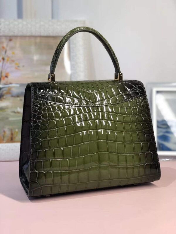 Women's High Shiny Crocodile Leather Top Handle Messenger Cross Body Bags Green - Image 3