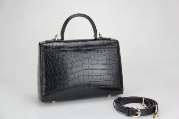 Womens Crocodile Leather Messenger Cross Body Top Handle Bags - Image 3