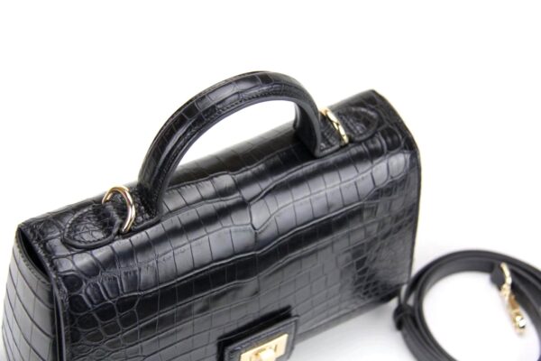 Womens Crocodile Leather Messenger Cross Body Top Handle Bags - Image 8