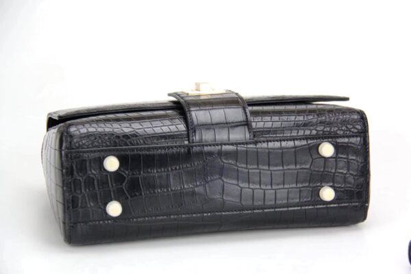 Womens Crocodile Leather Messenger Cross Body Top Handle Bags - Image 9