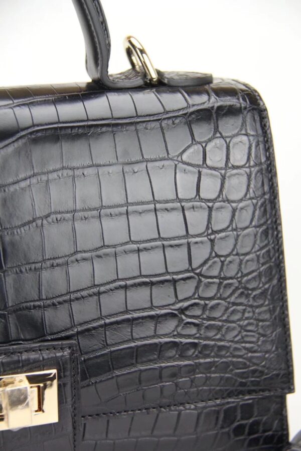 Womens Crocodile Leather Messenger Cross Body Top Handle Bags - Image 7