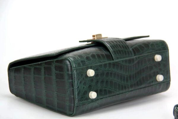 Womens Crocodile Leather Messenger Cross Body Top Handle Bags - Image 16