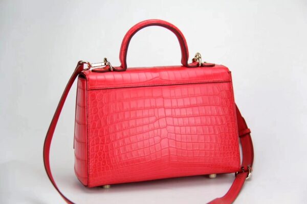 Womens Crocodile Leather Messenger Cross Body Top Handle Bags - Image 11