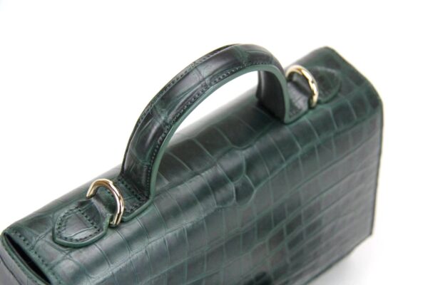 Womens Crocodile Leather Messenger Cross Body Top Handle Bags - Image 17