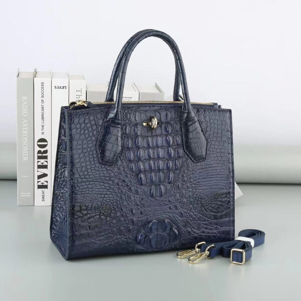 Womens Crocodile Leather Top Handle Cross Body Tote Bags - Image 4