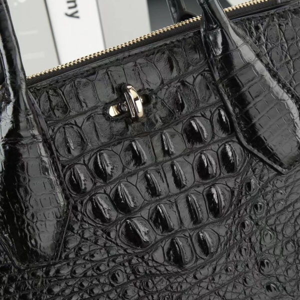 Womens Crocodile Leather Top Handle Cross Body Tote Bags - Image 12