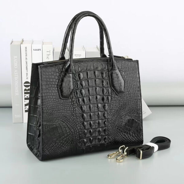 Womens Crocodile Leather Top Handle Cross Body Tote Bags - Image 9