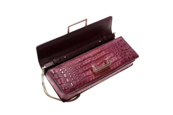 Womens Genuine Crocodile Leather Clutch With Chain Shoulder Strap For Women - Image 6