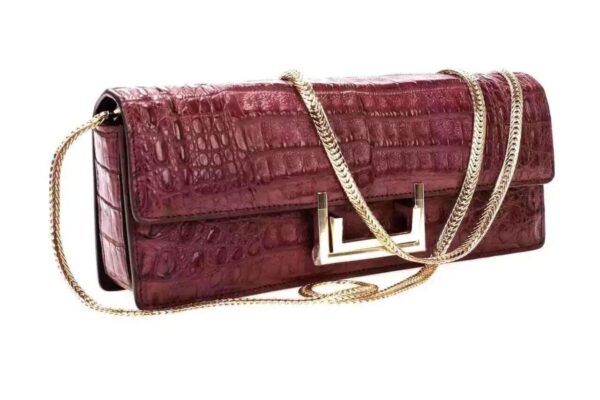 Womens Genuine Crocodile Leather Clutch With Chain Shoulder Strap For Women - Image 2