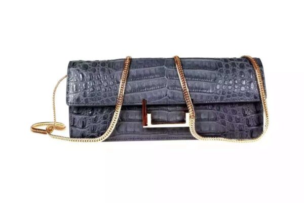 Womens Genuine Crocodile Leather Clutch With Chain Shoulder Strap For Women