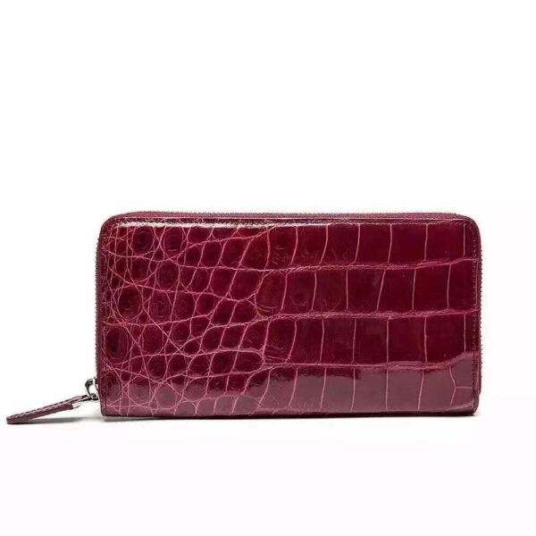 Womens Genuine Crocodile Leather Large Zip Around  Wallet For Women - Image 4