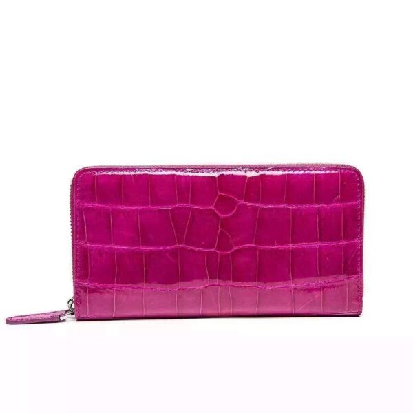 Womens Genuine Crocodile Leather Large Zip Around  Wallet For Women - Image 2