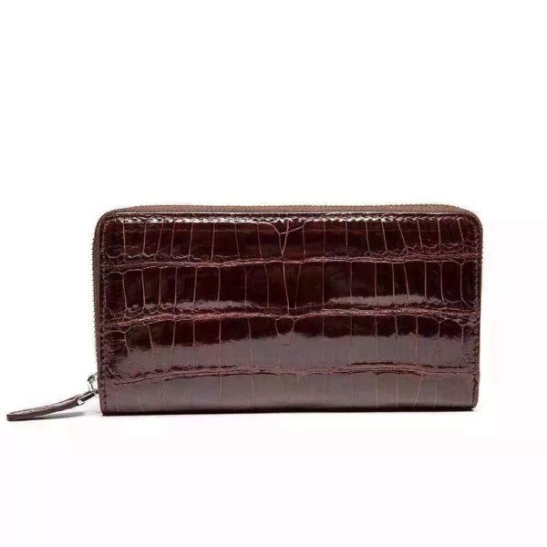 Womens Genuine Crocodile Leather Large Zip Around  Wallet For Women - Image 3