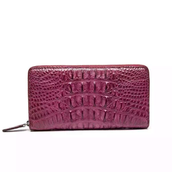 Womens Genuine Crocodile Leather Large Zip Around  Wallet For Women - Image 3