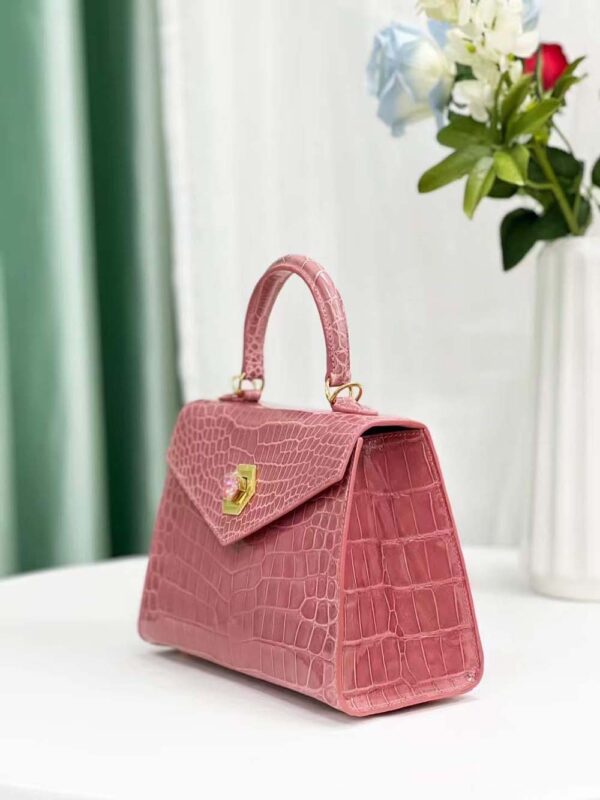 Womens  Shiny Niloticus Crocodile Leather Top Handle Bags - Image 9