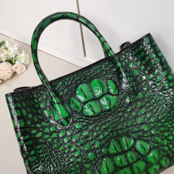 Womens  Genuine Crocodile Leather Tote Shoulder Bags Vintage Green - Image 4