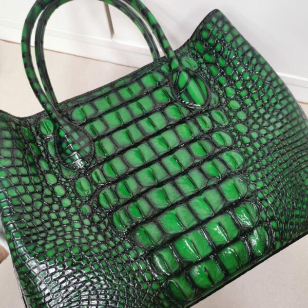 Womens  Genuine Crocodile Leather Tote Shoulder Bags Vintage Green - Image 5