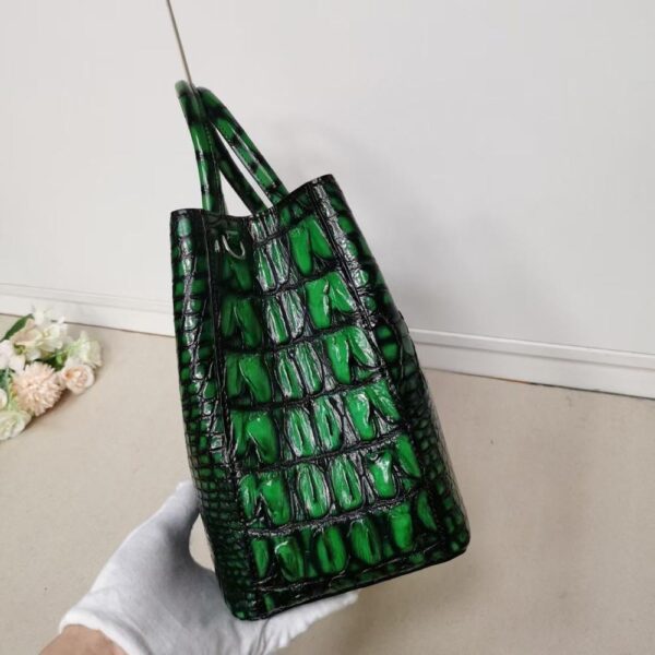 Womens  Genuine Crocodile Leather Tote Shoulder Bags Vintage Green - Image 6